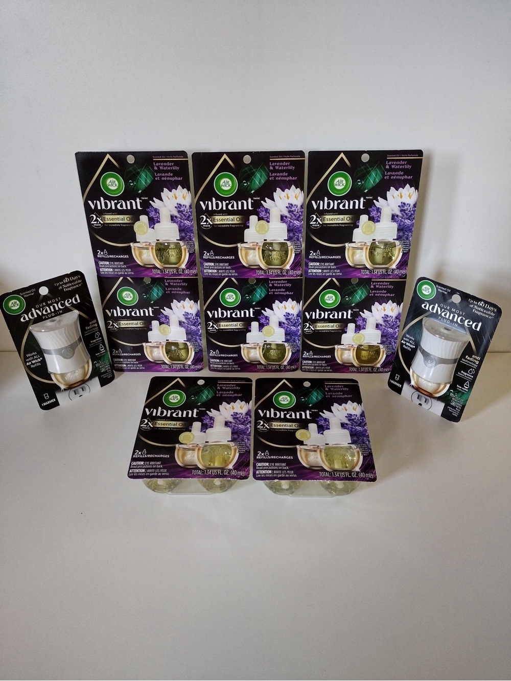 Air Wick Vibrant Essential Oils Lavender &Waterlily refills(16 Refills+2 Warmer)